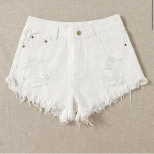 SHEIN Destroyed Fray Hem Denim Shorts